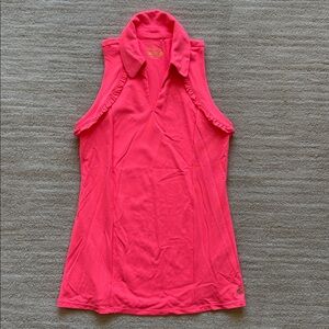 Like New Lilly Pulitzer Luxletic Martina Ruffled Sleeveless Top Golf Pink XSmall